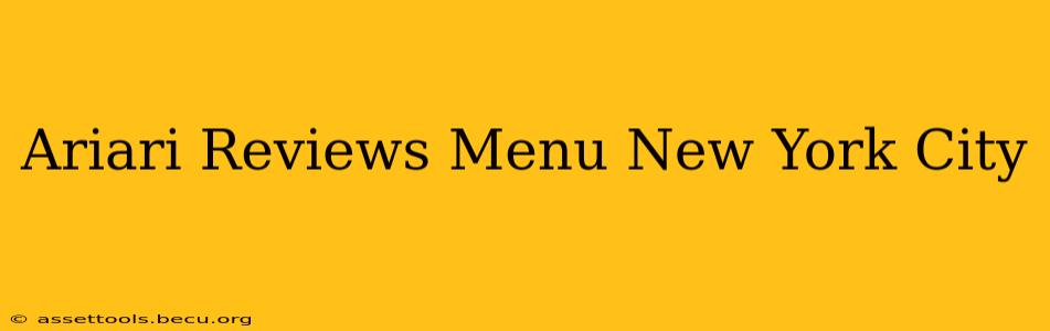 Ariari Reviews Menu New York City