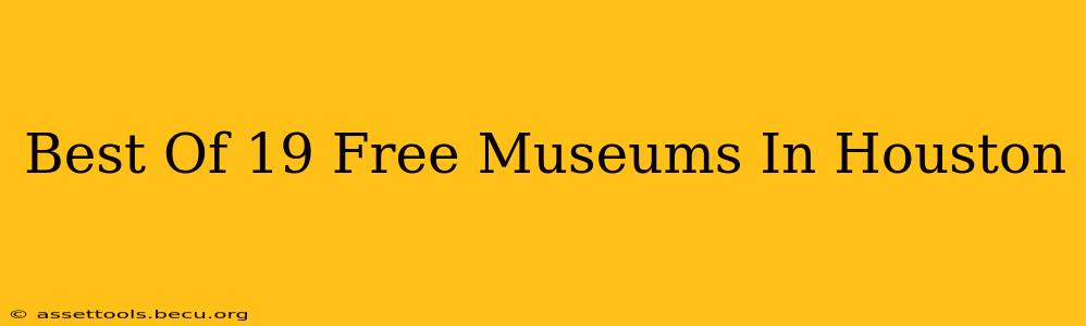 Best Of 19 Free Museums In Houston