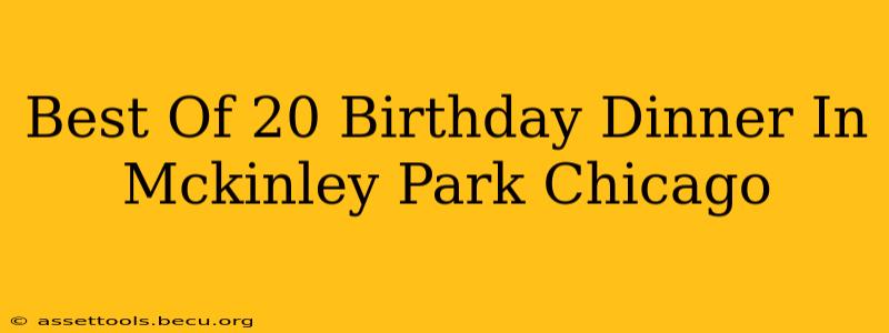 Best Of 20 Birthday Dinner In Mckinley Park Chicago