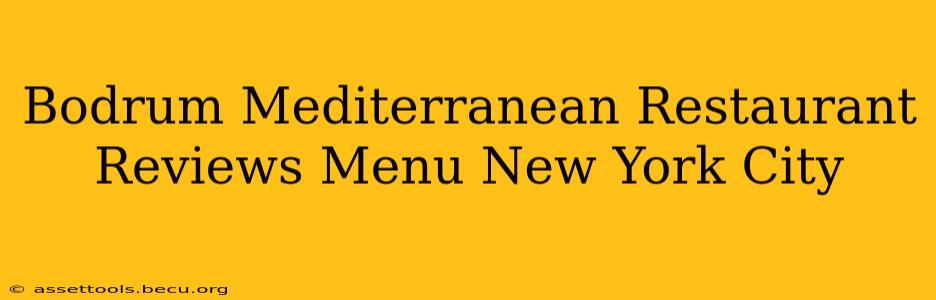 Bodrum Mediterranean Restaurant Reviews Menu New York City