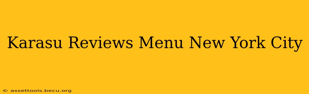 Karasu Reviews Menu New York City