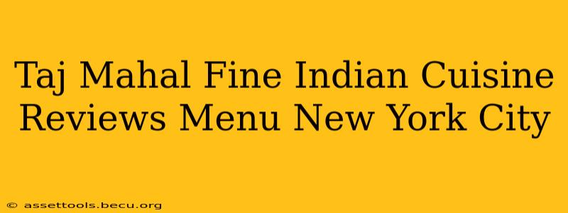 Taj Mahal Fine Indian Cuisine Reviews Menu New York City