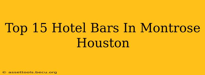 Top 15 Hotel Bars In Montrose Houston