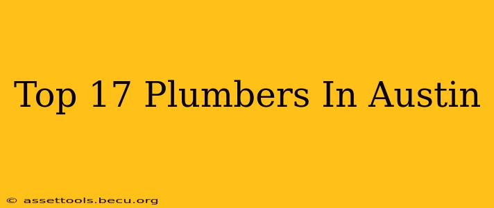 Top 17 Plumbers In Austin