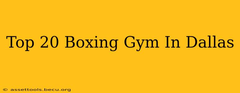 Top 20 Boxing Gym In Dallas