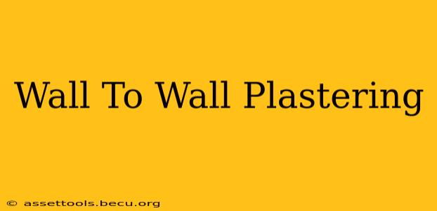 Wall To Wall Plastering